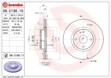 Disc frână BREMBO, față, pentru: MAZDA MX-5 II 1.6/1.8 05.98-10.05