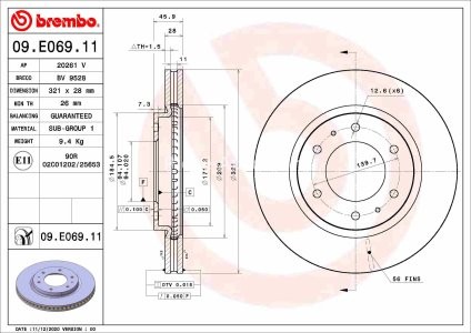 Disc frână BREMBO, față, pentru: MITSUBISHI PAJERO SPORT III 2.4D 08.15-