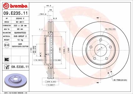 Disc frână BREMBO, față, pentru: INFINITI JX, Q50, Q60, QX60; NISSAN MURANO III, PATHFINDER IV 2.0-3.5H 09.12-