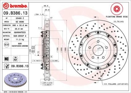 Disc frână BREMBO, din două piese, față, pentru: NISSAN GT-R 3.8 12.07- 3
