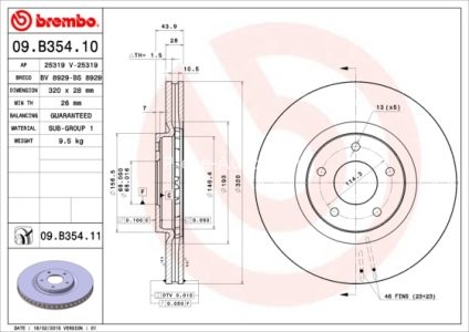 Disc frână BREMBO, față, pentru: NISSAN JUKE, QASHQAI I; RENAULT KOLEOS I, KOLEOS II 1.6-2.5 02.07- 3