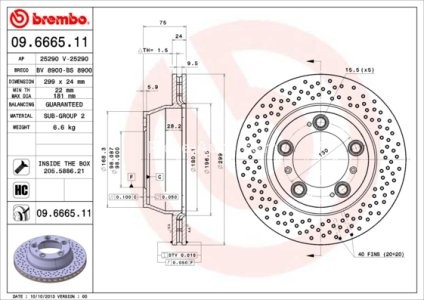 Disc frână BREMBO, spate,  (puternic carbonatat; cu suruburi) pentru: PORSCHE 911, 911 TARGA, BOXSTER SPYDER, CAYMAN 3.4/3.6/3.8 08.97- 3