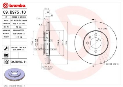 Disc frână BREMBO, față,  (puternic carbonatat; cu suruburi) pentru: SEAT MII; SKODA CITIGO, E-CITIGO; VW LOAD UP, UP! 1.0/1.0CNG/Electric 08.11- 3