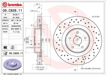 Disc frână BREMBO, față, pentru: SUBARU WRX 2.5 06.14-