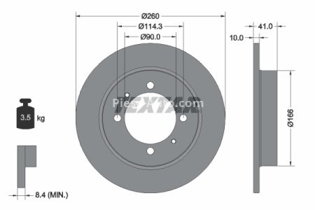 Disc frână TEXTAR, spate, pentru: VOLVO S40 I, V40; MITSUBISHI CARISMA, SPACE STAR 1.3-2.0D 05.95-06.06 3