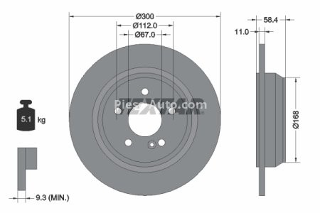 Disc frână TEXTAR, spate, pentru: MERCEDES S (C215), S (W220) 2.8-5.0 10.98-03.06 3