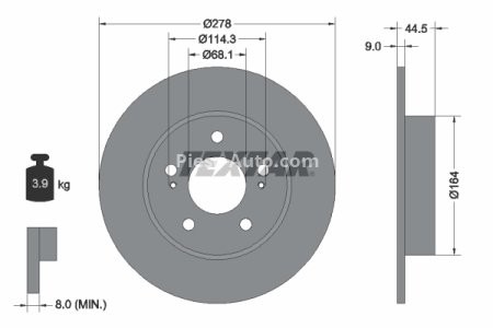 Disc frână TEXTAR, spate, pentru: NISSAN MAXIMA / MAXIMA QX IV, MAXIMA / MAXIMA QX V 2.0-3.5 01.92-
