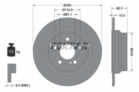 Disc frână TEXTAR, spate, pentru: MERCEDES CLS (C218), CLS SHOOTING BRAKE (X218), E T-MODEL (S211), E T-MODEL (S212), E (W211) 1.8-5.0 03.02-12.17 3