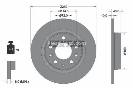 Disc frână TEXTAR, spate, pentru: ISUZU IMPULSE; MAZDA 323 F VI, 323 S VI, 6, 626 V, MX-5 III, PREMACY 1.6-2.5 01.90-12.14 3