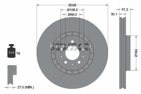 Disc frână TEXTAR, față, pentru: VOLVO XC90 I 2.4D-4.4 06.02-12.14