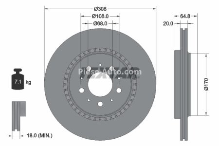 Disc frână TEXTAR, spate, pentru: VOLVO XC90 I 2.4D-4.4 06.02-12.14