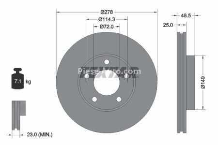 Disc frână TEXTAR, față, pentru: MAZDA 3, 5 1.3-2.3 10.03- 3