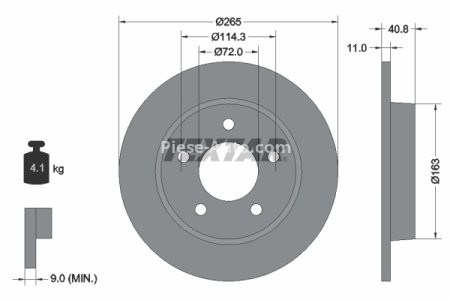 Disc frână TEXTAR, spate, pentru: MAZDA 3 1.3-2.2D 10.03-09.14