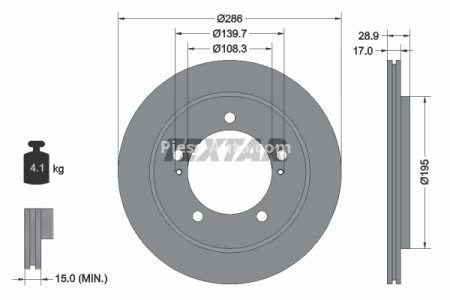 Disc frână TEXTAR, față, pentru: SUZUKI GRAND VITARA I, GRAND VITARA II 1.6/2.0 03.98-02.15 3
