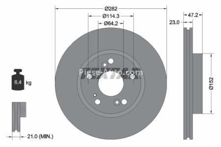 Disc frână TEXTAR, față, pentru: HONDA CIVIC IX, CIVIC VIII, FR-V, STREAM 1.4-2.2D 05.01- 3