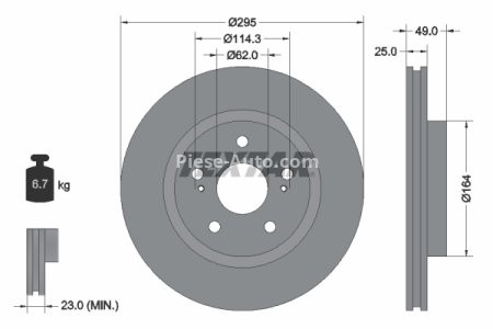 Disc frână TEXTAR, față, pentru: SUZUKI GRAND VITARA II, XL7 1.6-3.6 04.05-