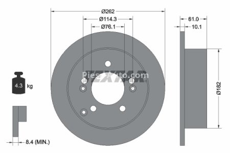 Disc frână TEXTAR, spate, pentru: HYUNDAI SONATA V, TUCSON, TUCSON/SUV, XG; KIA MAGENTIS II, SPORTAGE II, SPORTAGE III; SUBARU IMPREZA 2.0-3.5 12.98-