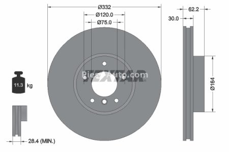 Disc frână TEXTAR, față, pentru: BMW X5 (E70), X5 (F15, F85), X6 (E71, E72), X6 (F16, F86) 2.0-3.0D 10.06-07.19 1