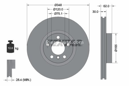 Disc frână TEXTAR, față, pentru: BMW X5 (E70), X5 (F15, F85), X6 (E71, E72), X6 (F16, F86) 2.0H-4.8 10.06-07.19 1