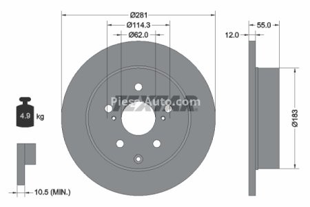 Disc frână TEXTAR, spate, pentru: TOYOTA RAV 4 III, RAV 4 IV 2.0-3.5 11.05- 3