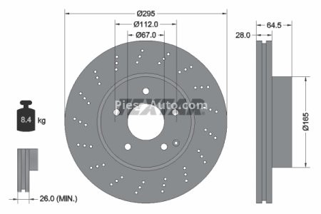 Disc frână TEXTAR, față, pentru: MERCEDES C (C204), C T-MODEL (S204), C (W204), SLS AMG (C197), SLS AMG (R197) 1.6-Electric 01.07- 1