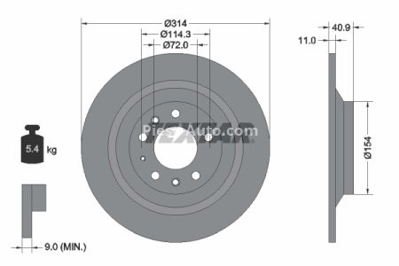 Disc frână TEXTAR, spate, pentru: MAZDA 6 2.0/2.0D/2.3 06.02-08.07 3