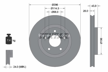 Disc frână TEXTAR, față, pentru: NISSAN JUKE, QASHQAI I, ROGUE, TIIDA, X-TRAIL, X-TRAIL II 1.5D-2.5 11.06-