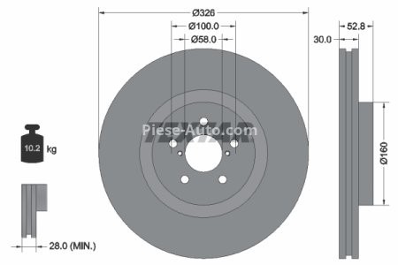 Disc frână TEXTAR, față, pentru: SUBARU BRZ, IMPREZA; TOYOTA GT 86 2.0/2.5 12.00-
