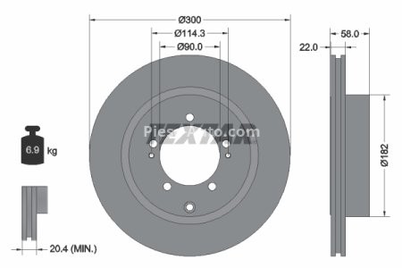 Disc frână TEXTAR, spate, pentru: MITSUBISHI LANCER VI, LANCER VII 2.0 01.98-09.07 3