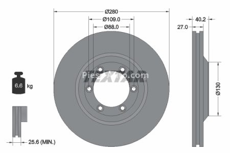 Disc frână TEXTAR, față, pentru: ISUZU D-MAX I, D-MAX II 1.9D/2.5D/3.0D 05.02- 3