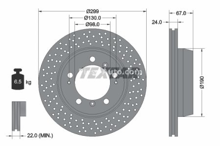 Disc frână TEXTAR, spate, pentru: PORSCHE 911, 911 TARGA, BOXSTER, BOXSTER SPYDER, CAYMAN 2.7-3.6 08.97-06.13