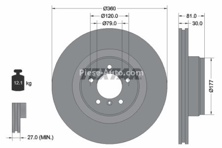 Disc frână TEXTAR, față, pentru: LAND ROVER RANGE ROVER III 3.6D/4.2/5.0 05.05-08.12