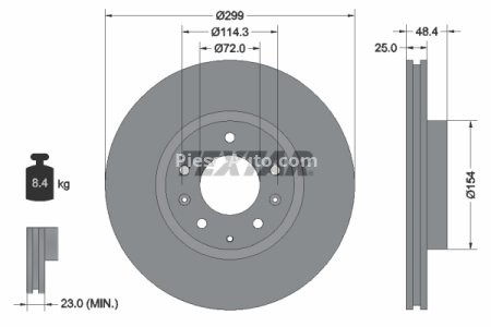 Disc frână TEXTAR, față, pentru: MAZDA 6 1.8-2.5 08.07-07.13 3