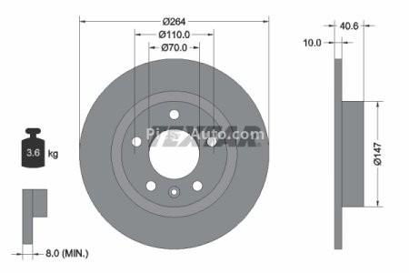 Disc frână TEXTAR, spate, pentru: OPEL ADAM, CORSA D, CORSA D/HATCHBACK, CORSA E 1.0-1.7D 07.06-