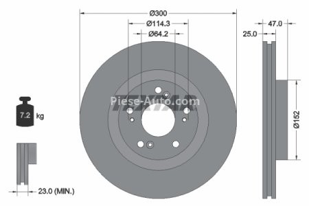 Disc frână TEXTAR, față, pentru: HONDA CIVIC VIII, CR-V II, INTEGRA 2.0/2.2D 10.01- 3
