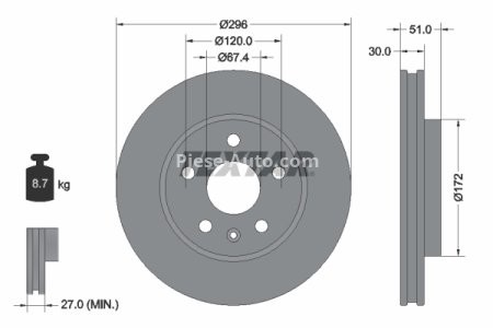 Disc frână TEXTAR, față, pentru: OPEL INSIGNIA A, INSIGNIA A COUNTRY; SAAB 9-5 1.4-2.8 07.08- 3