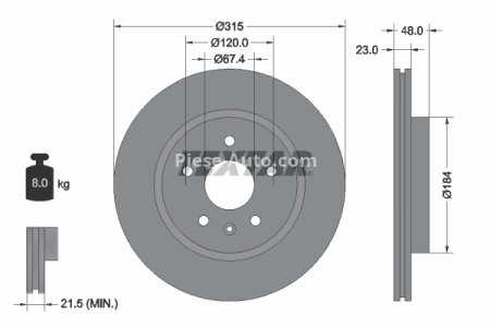 Disc frână TEXTAR, spate, pentru: OPEL INSIGNIA A, INSIGNIA A COUNTRY; SAAB 9-5 1.4-6.2 07.08-