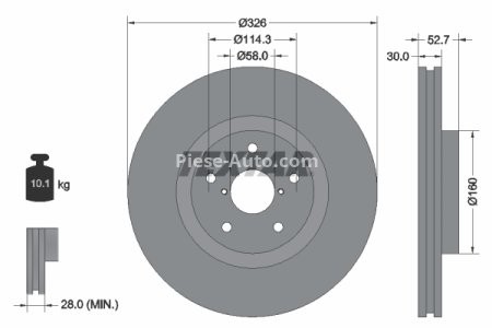 Disc frână TEXTAR, față, pentru: SUBARU IMPREZA, WRX 2.0/2.5 11.01-