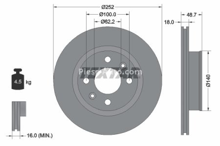 Disc frână TEXTAR, față, pentru: HYUNDAI I10 I, I10 II, I10 III; KIA PICANTO I, PICANTO II 1.0-1.2 10.05-