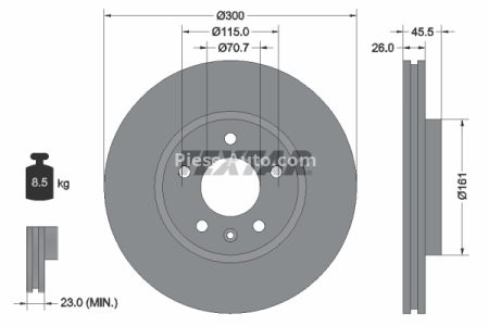 Disc frână TEXTAR, față, pentru: OPEL AMPERA, ASTRA H CLASSIC, ASTRA J, ASTRA J GTC, INSIGNIA B, INSIGNIA B COUNTRY 1.3D-2.0D 01.09-