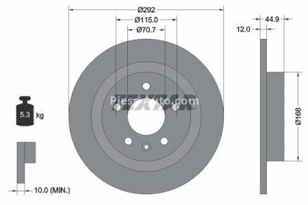 Disc frână TEXTAR, spate, pentru: OPEL AMPERA, ASTRA H CLASSIC, ASTRA J, ASTRA J GTC, CASCADA, ZAFIRA C 1.3D-2.0D 01.09-