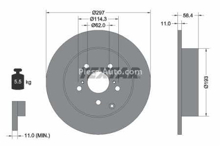 Disc frână TEXTAR, spate, pentru: TOYOTA VERSO 1.6-2.2D 04.09-08.18