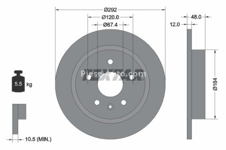 Disc frână TEXTAR, spate, pentru:  OPEL INSIGNIA A, INSIGNIA A COUNTRY; SAAB 9-5 1.4-2.8 07.08-