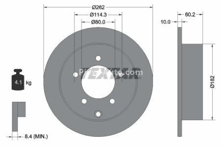 Disc frână TEXTAR, spate, pentru: MITSUBISHI LANCER VIII 1.5-2.0D 01.08-