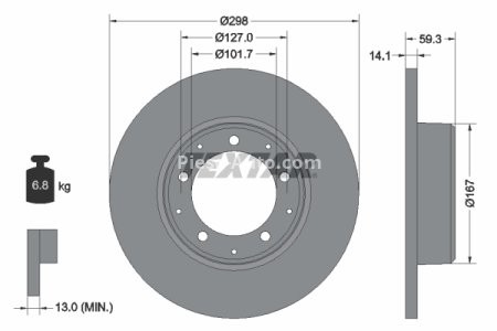 Disc frână TEXTAR, spate, pentru: LAND ROVER DEFENDER 2.2D-4.0 08.90-02.16