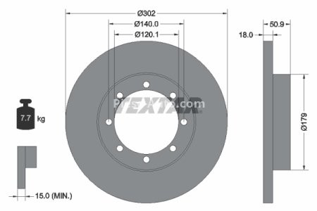 Disc frână TEXTAR, spate, pentru: NISSAN INTERSTAR, NV400; OPEL MOVANO B; RENAULT MASTER III 2.3D 02.10-