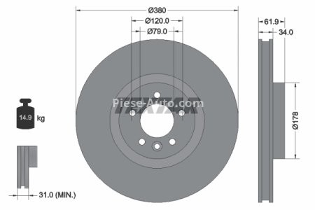 Disc frână TEXTAR, față, pentru: LAND ROVER RANGE ROVER IV, RANGE ROVER SPORT I, RANGE ROVER SPORT II 2.0-5.0 04.09-