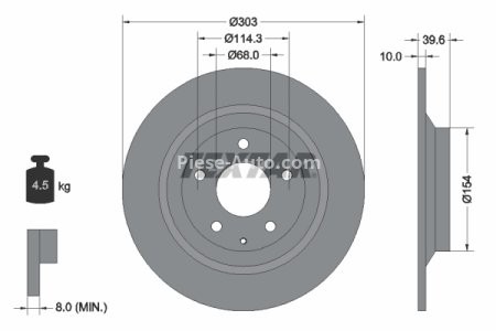 Disc frână TEXTAR, spate, pentru: MAZDA CX-30, CX-5, MX-30 1.8D-Electric 11.11-
