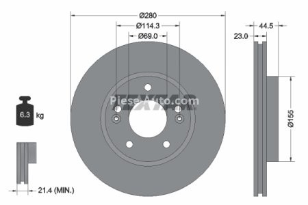 Disc frână TEXTAR, față, pentru: HYUNDAI CRETA, ELANTRA IV, ELANTRA V, ELANTRA VI, I30, KONA, KONA/SUV, VELOSTER, VENUE; KIA CEE'D 1.0-Electric 12.06- 1