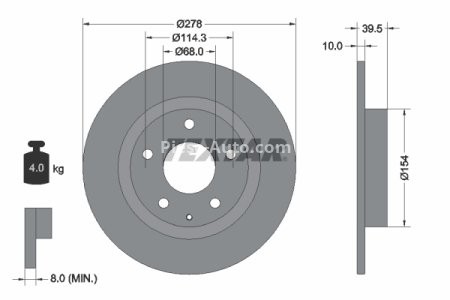 Disc frână TEXTAR, spate, pentru: MAZDA 6, 6/KOMBI 2.0/2.2D/2.5 08.12- 3